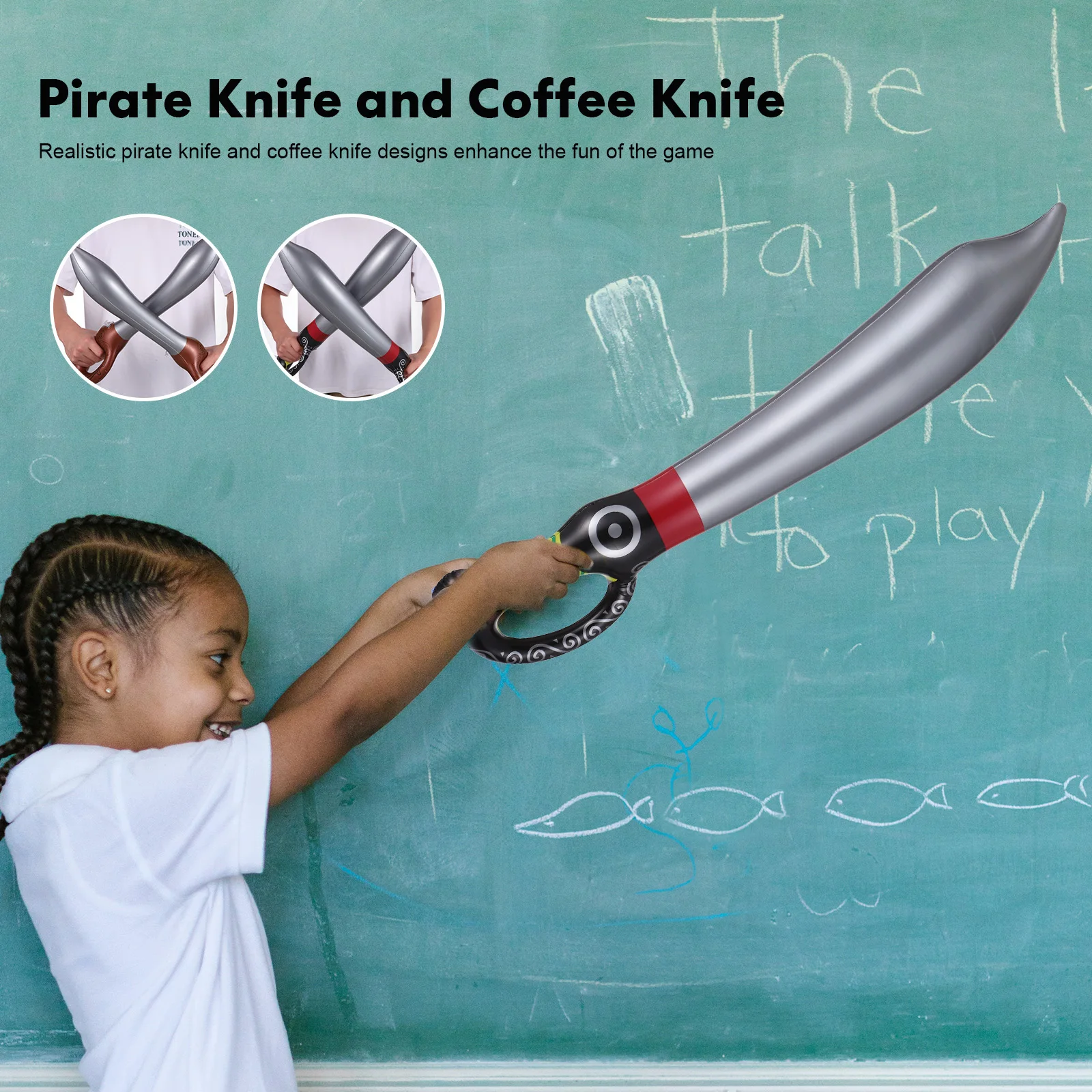 

6Pcs Inflatable Pirate Sword Props Versatile Use Halloween Theme Party Favors Inflatable Sword Party Balloons Pirate Accessories