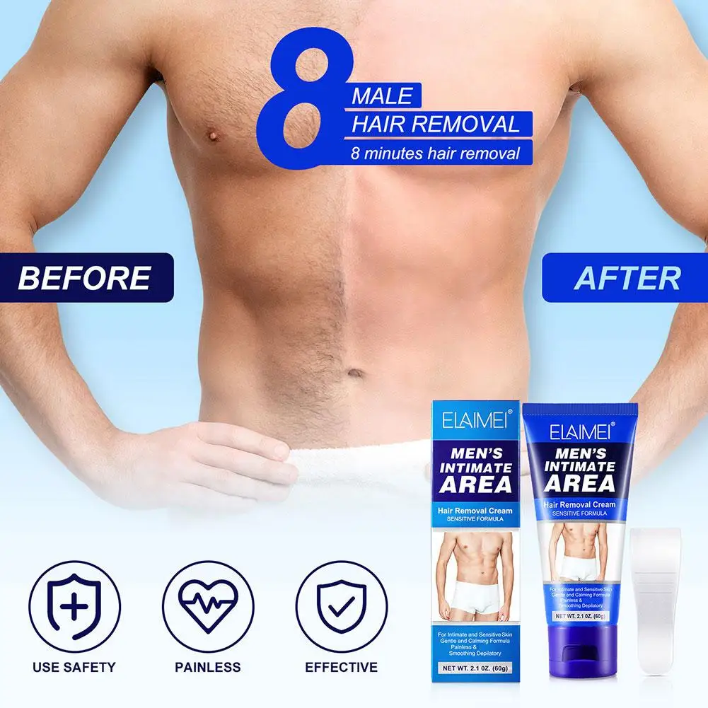 

Intimate Hair Removal Cream For Men Depilatory Cream Genitals Painless Hair Remover Cream Private Areas Body Underarms 60g L6B8