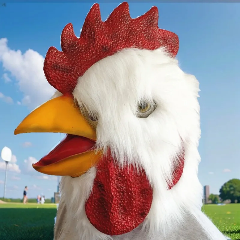 عيد الشكر تأثيري حلي الديك الأبيض الحيوان قناع الرأس قناع مضحك للكبار هالوين حفلة مرحلة الأداء لعب الأدوار الدعامة