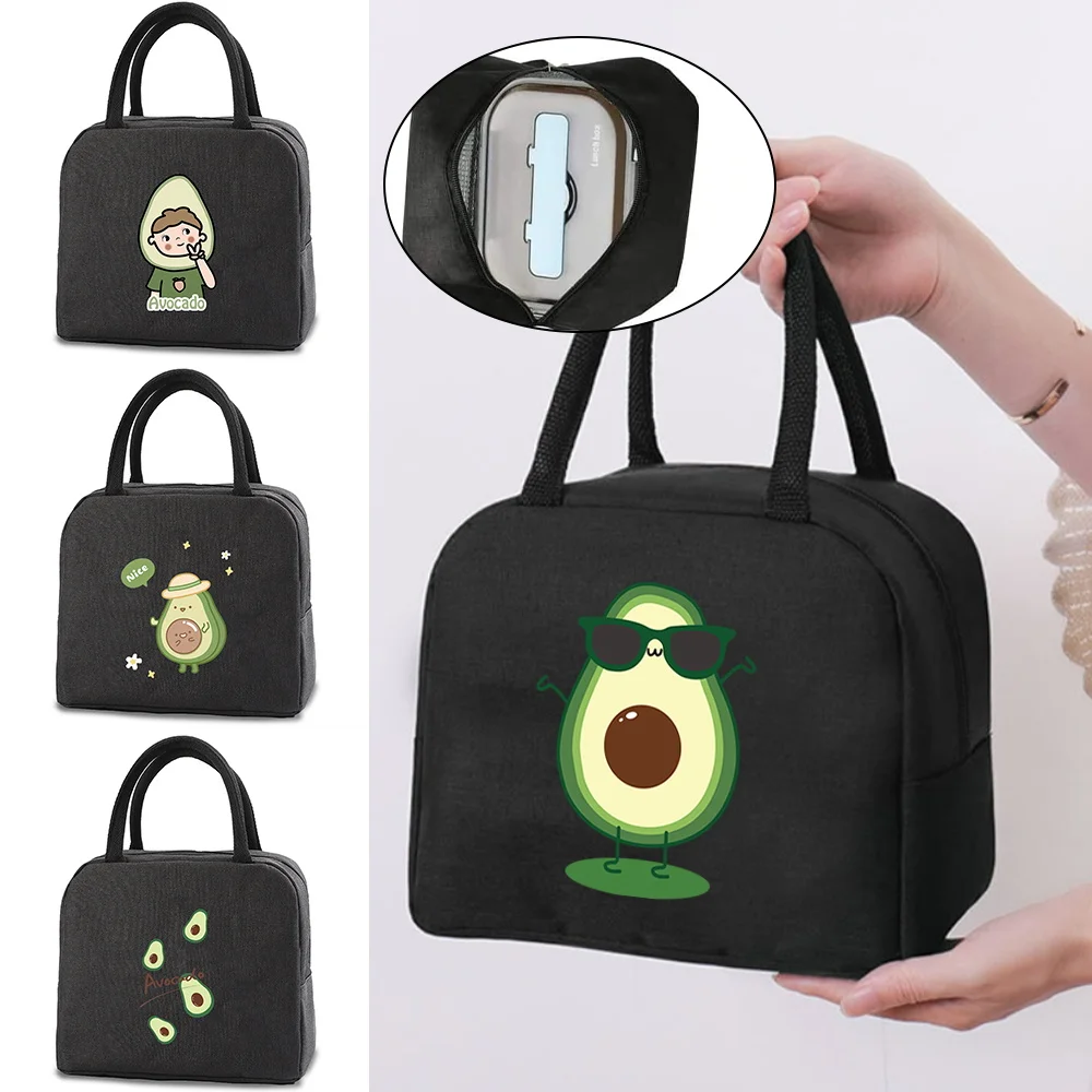 Fashion Portable Thermal Insulated Lunch Bag Avocado Print Cooler Lunchbox Storage Bag Lady Carry Picinic Food Tote Insulation