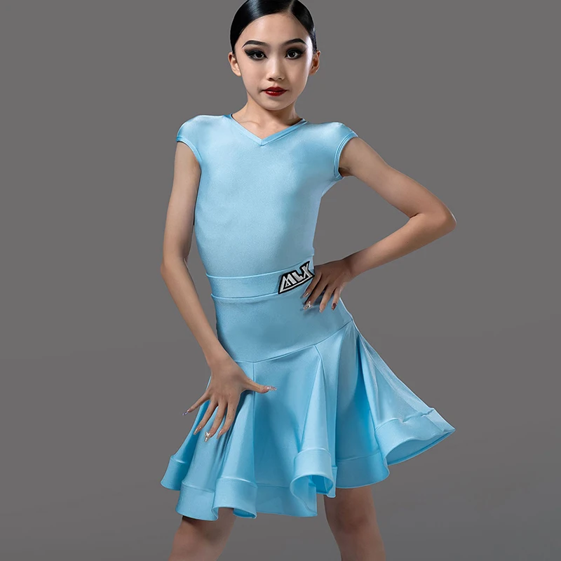 

Summer New Latin Dance Clothing Kid's Grading Competition Wear Sleeveless Girl Split Dance Stage Performance Dresses VBH347