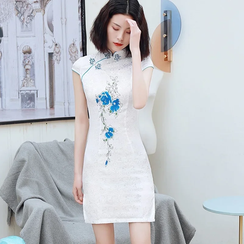 Qipao Vietnam clothing elegant Chinese dresses short Chinese style dress cheongsam Oriental ao dai dress ff2775