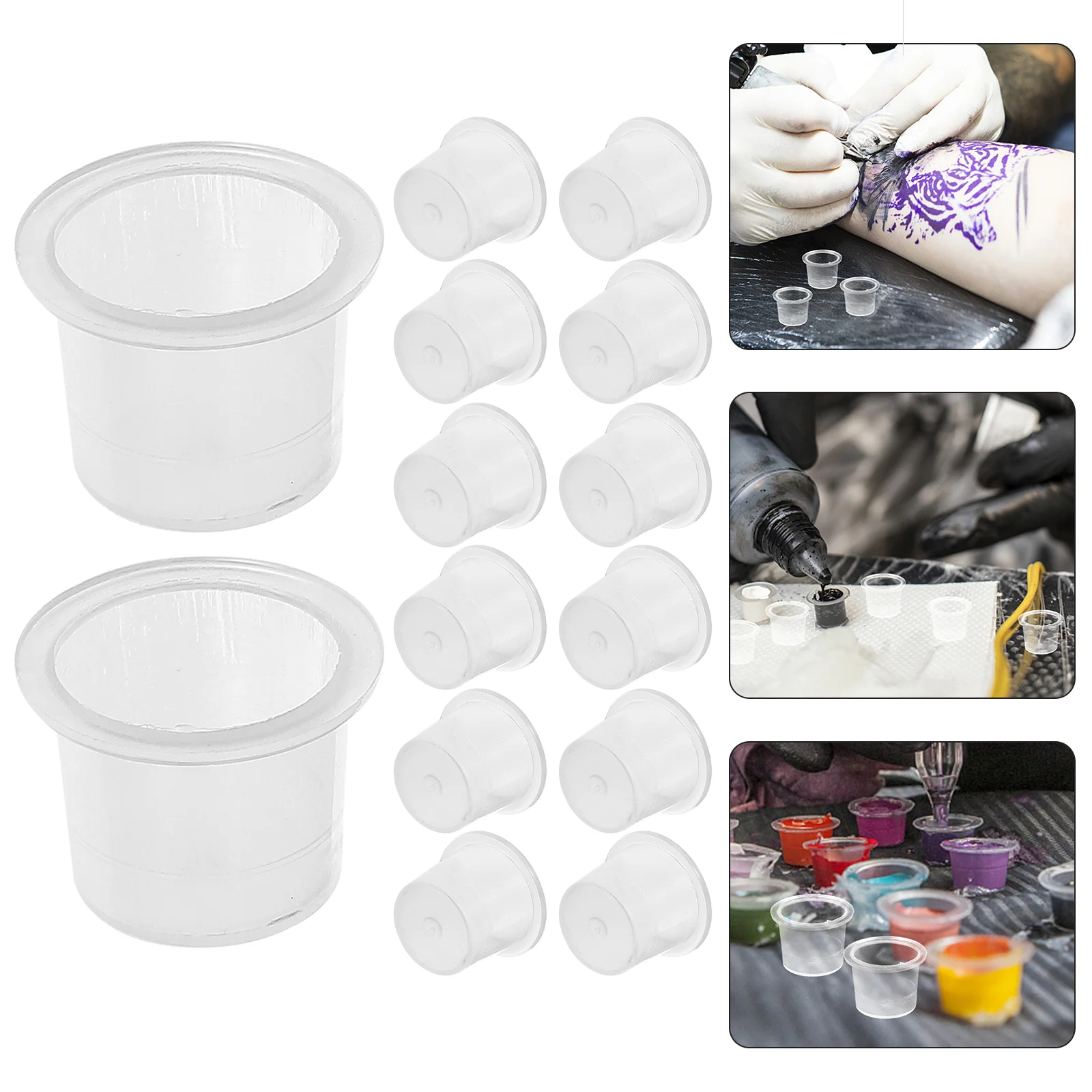 

1000pcs Ink Cup Paint Cup Pigment Container with Base Plastic Ink Cup Supplies Kits Size M (Transparent)