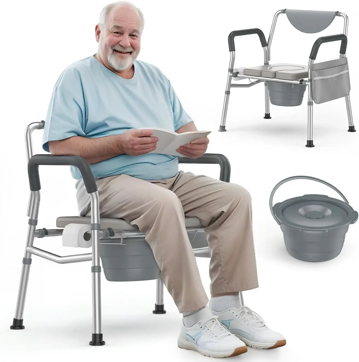 350 Lbs Heavy Duty Bariatric Commode Chair, 30.1