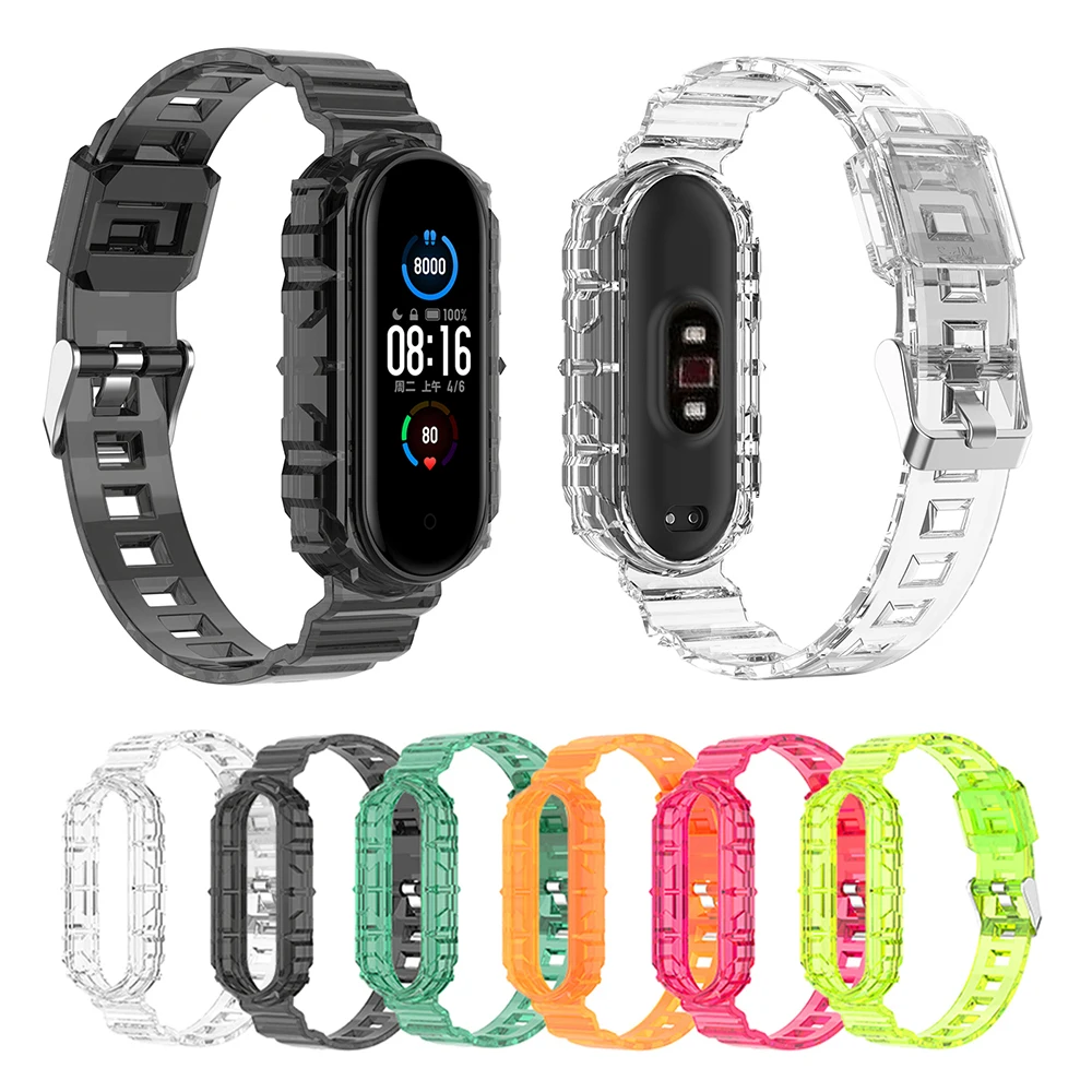 Transparent TPU Wrist Strap For Xiaomi Mi Band 8 7 6 5 4 3 Wristband Bracelet for Mi Band 7/6/5/4/3 Watchband