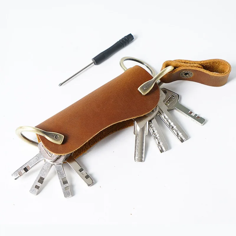 Official-website Gifts for Dad Genuine Leather Keychains Smart Organizers Key Wallet DIY EDC Car Key Holder Key Organizer