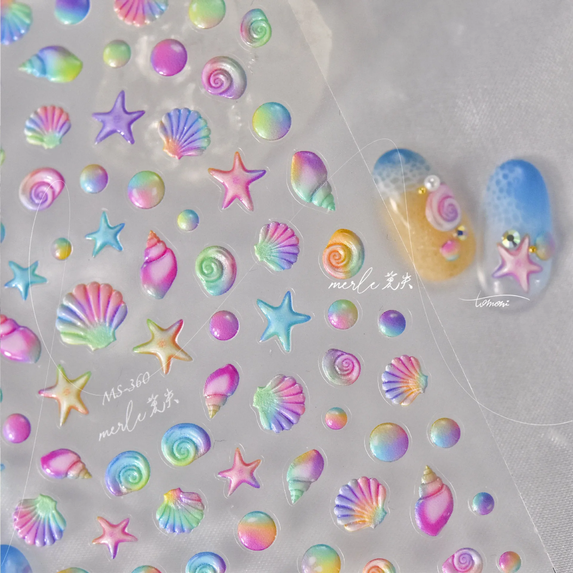 Ocean Goldfish Carp Koi Cute Fish Water Bubbles Sparkling Ripples 5D Nail Art Stickers Embossed Relief Adhesive Manicure Decals