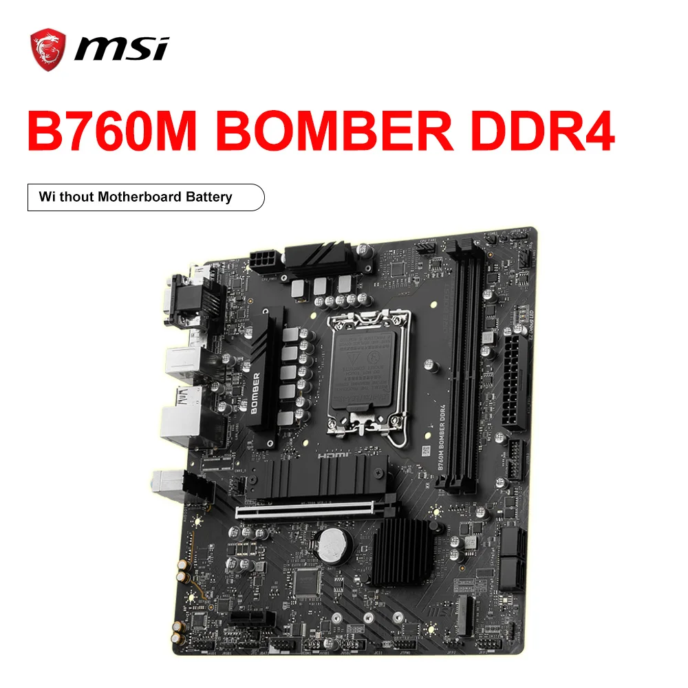 MSI B760M BOMBER DDR4 New Motherboard 64GB LGA 1700 M.2 SATA III Intel B760 PCIE4.0 Support Intel Processor Gaming placa mae