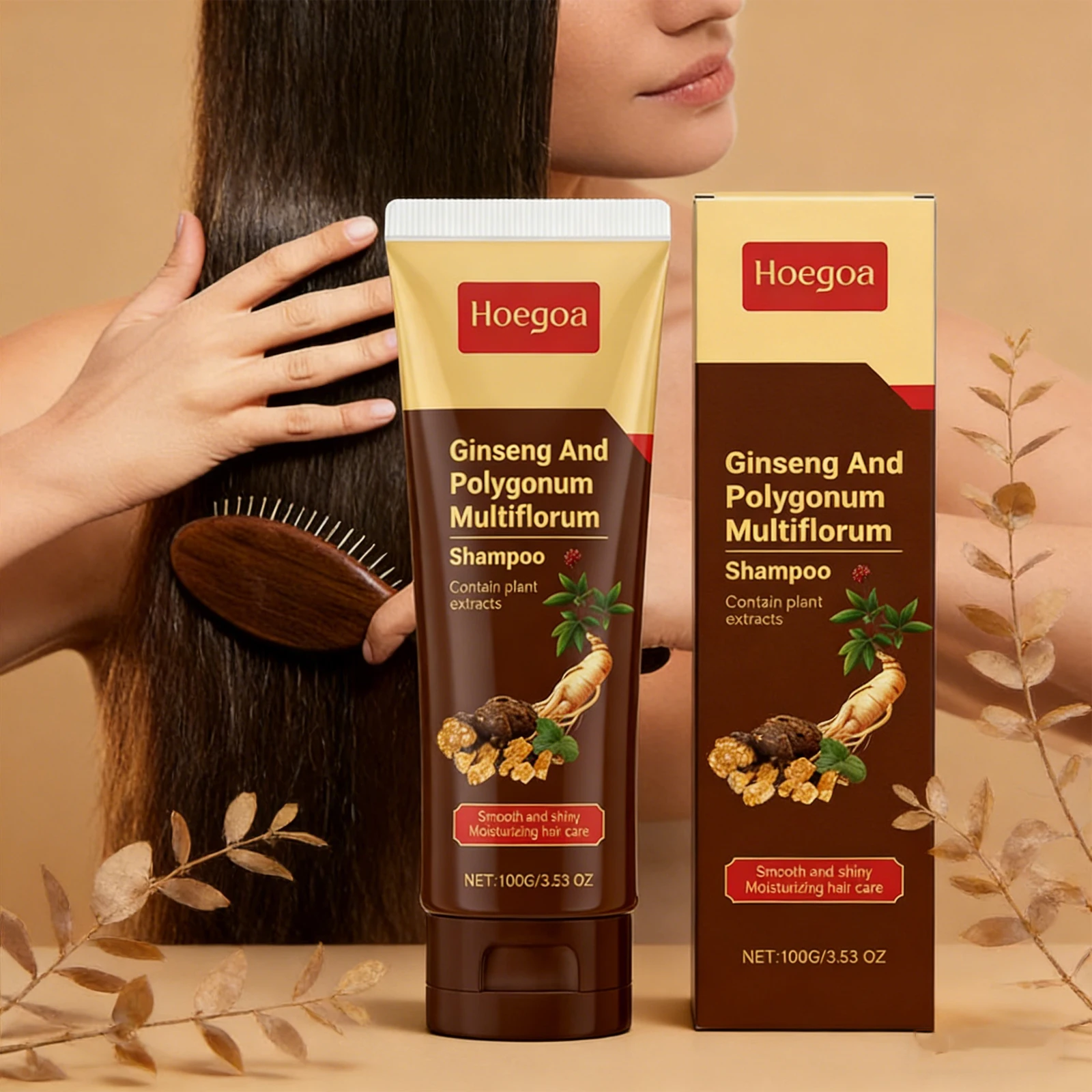 

hogoa 100g Ginseng and Polygonum polygonum Nourishing Hair Oil Control reduces dandruff improve shine smooth hair shampoo