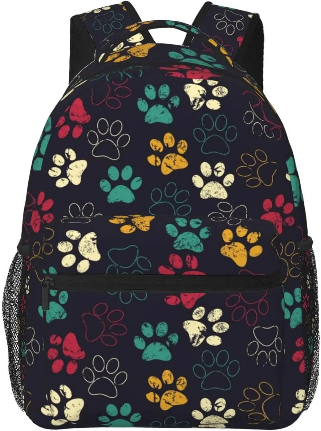 Colorful Dog Paw Print Backpack Cute Bookbags Laptop Bag  display picture 1