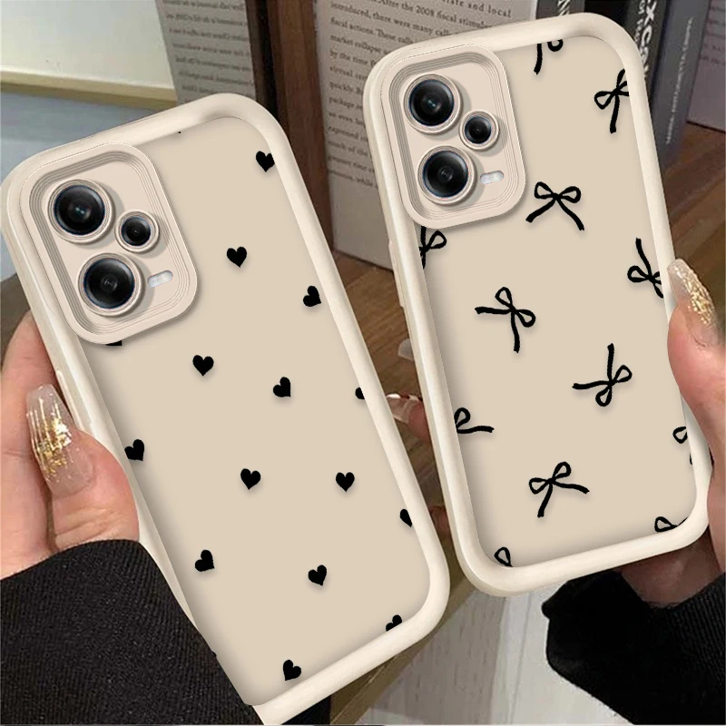 Black Love Heart Bowknot Phone Case for Xiaomi Redmi Note 13 14 14S 12 11 Pro Plus 5G 12S 11S 10S 10 9 Redmi 14C 13C 12C 12 4G view 2