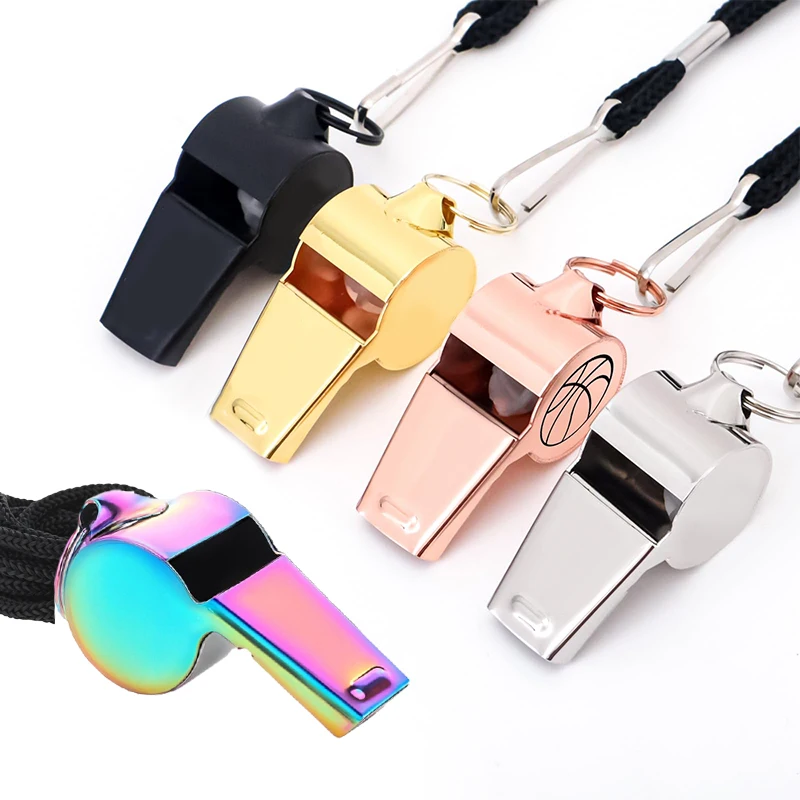 1pcs Outdoor Survival Whistle Stainless Steel Black Rose Golden Whistle Hanging Neck Sports Whistle Lifeguard Whistle
