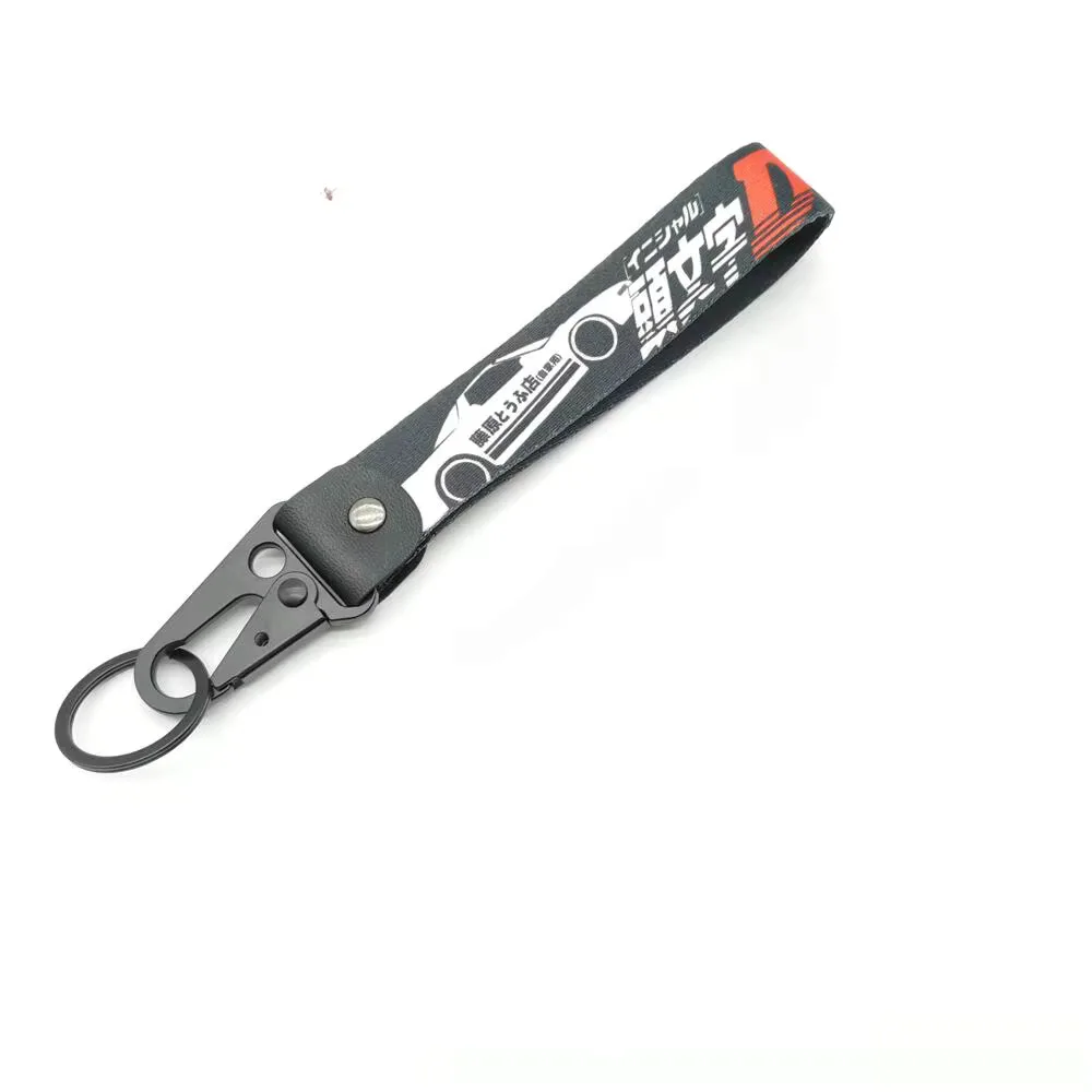 Initial D Auto Schlüsselanhänger Nylon JDM Stil Geschenk Lanyard Schlüsselanhänger Autoschlüssel Stahlfeder Clip Schlüsselanhänger Schlüsselanhänger