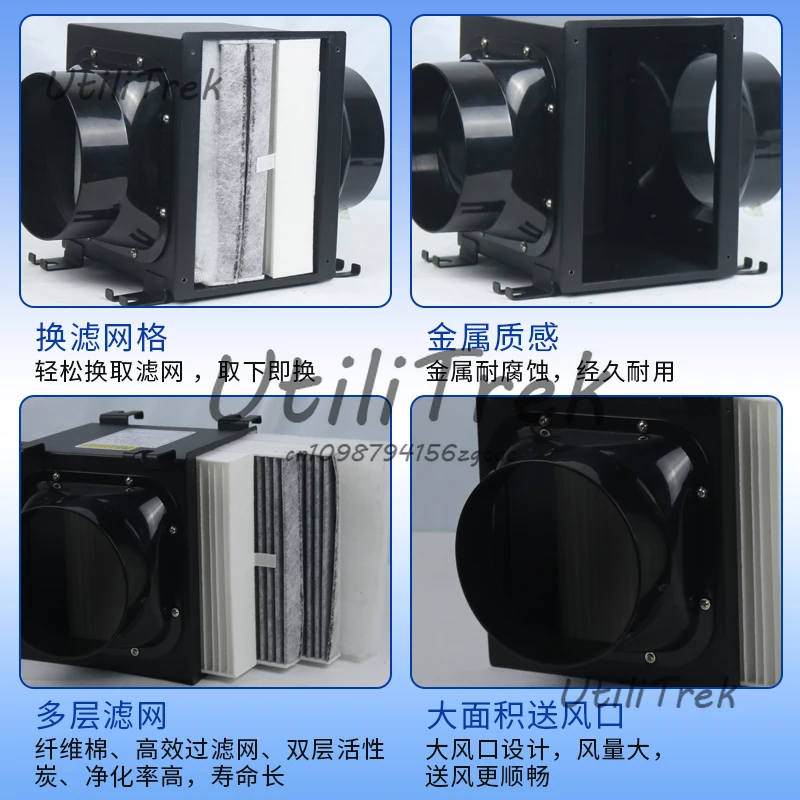 

Ventilation Air Purifying Box 100/150mm With Activated Carbon Metal Air Purifier High Efficient HEPA Filter To Remove PM2.5