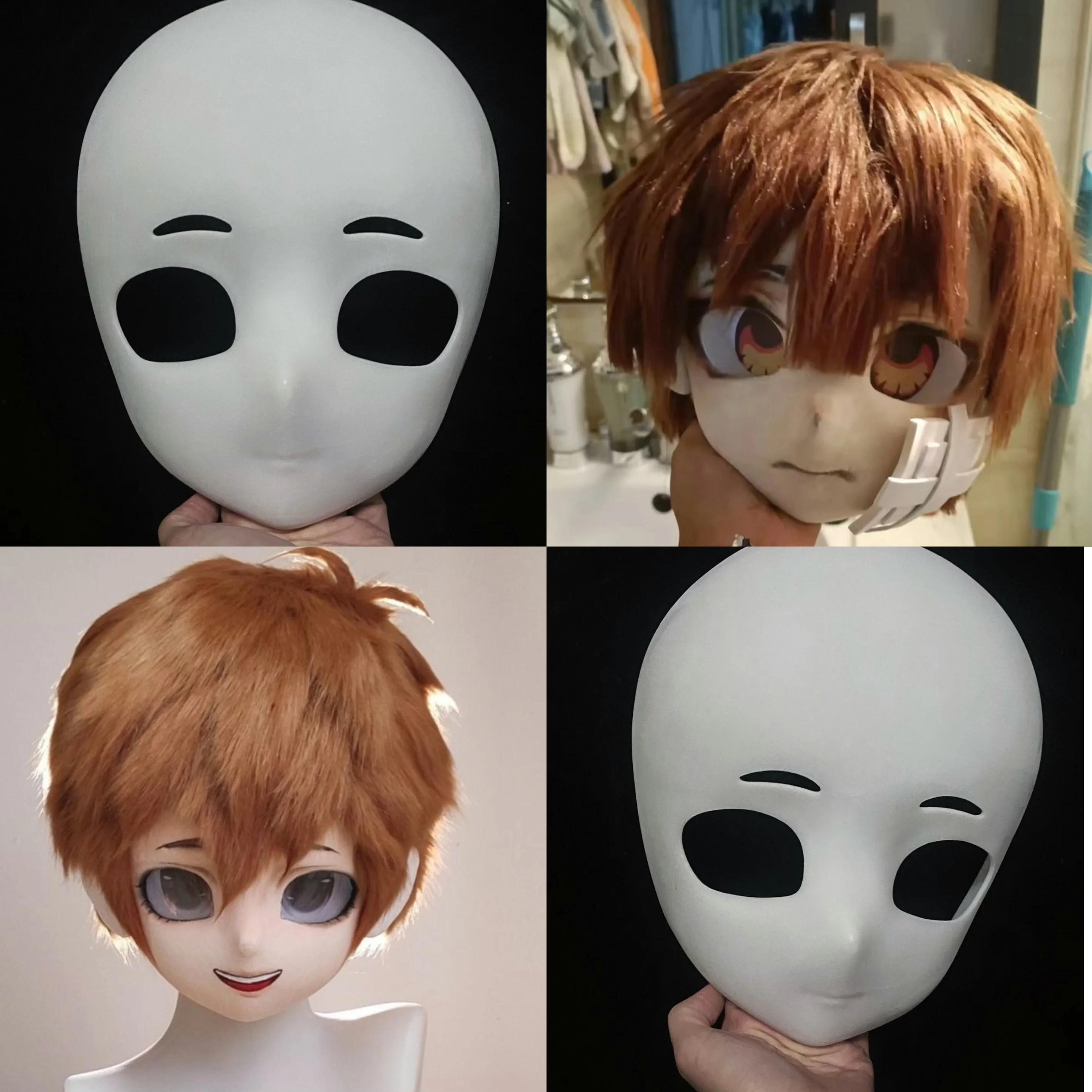 Kigurumi Base Mask Leather Coat Character Kig Head OC Mask Anime Cosplay Human Head Shell DIY Accessories Resin Material