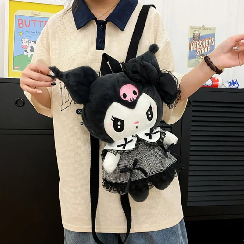 MBTI Kuromi Sweet Backpacks for Women Kawaii Melody 2024 New Fashion Harajuku Backpack Lolita Jk Plush Daily Female Designer Bag