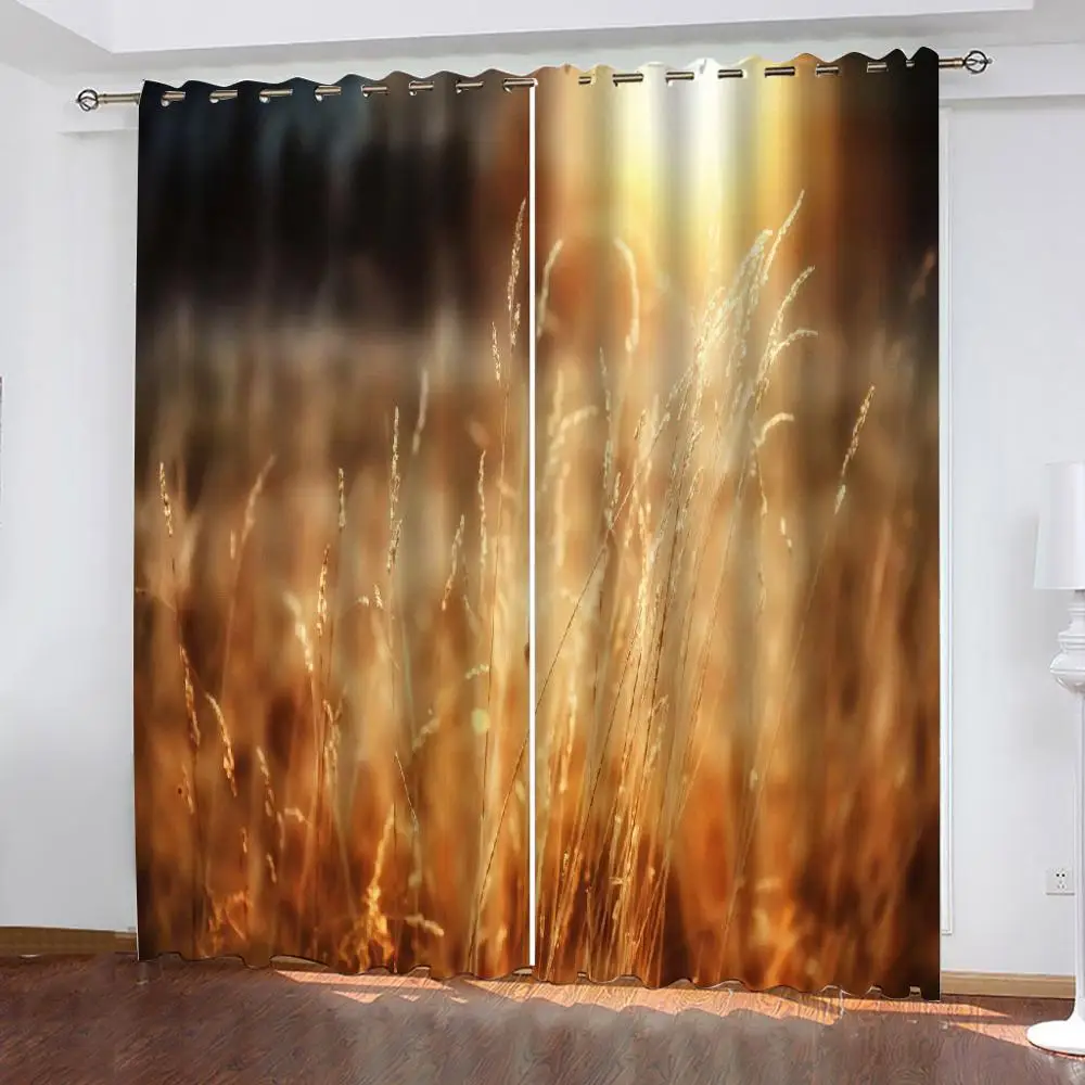 Modern Home Decoration Blackout 3D Curtain gold curtains nature scenery landscape curtains Decoration curtains