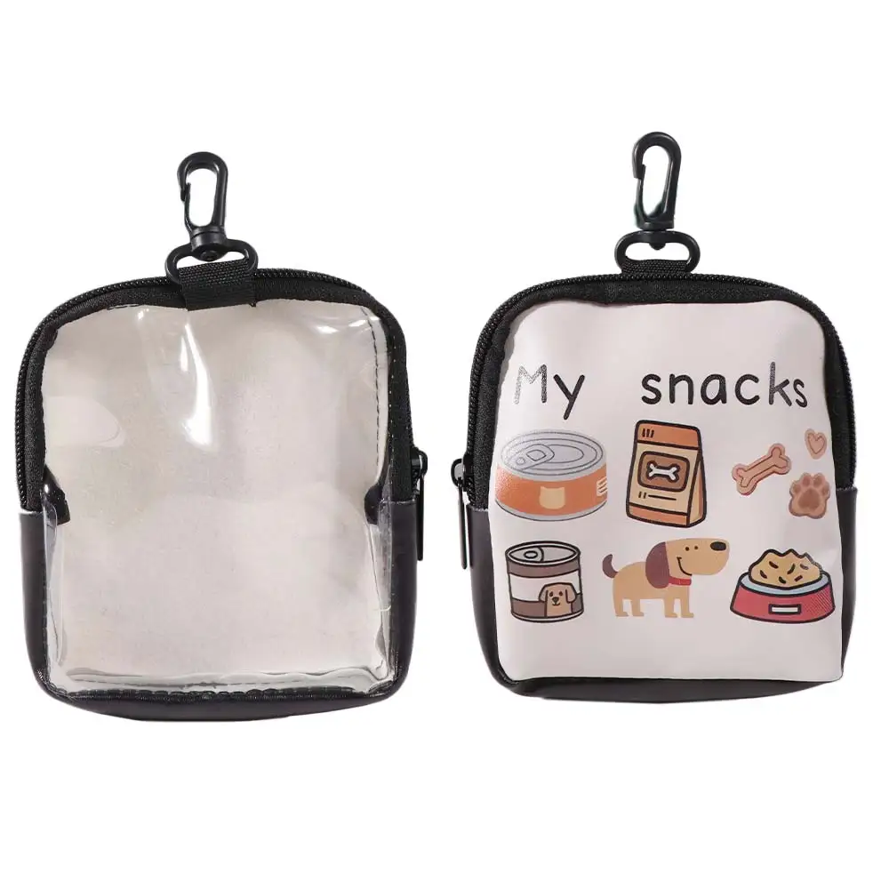 With Hook Dog Treat Bag Zipper Closure Transparent Window Portable Pet Snack Pouch Leak-proof Multi-functional