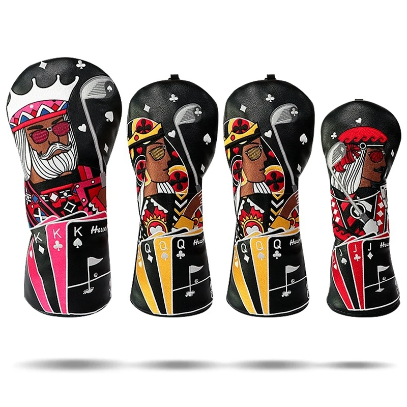 Golf Wood Head Covers, Poker Club, King, Queen, Knight ,Driver, FW UT, 1, 3, 5 UT, Headcover Protective, New
