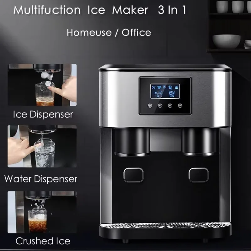 

3 in 1 Ice Makers Countertop Self-cleaning Water Dispenser with Crushed Ice Machine 33lbs for Home Kitchen Office