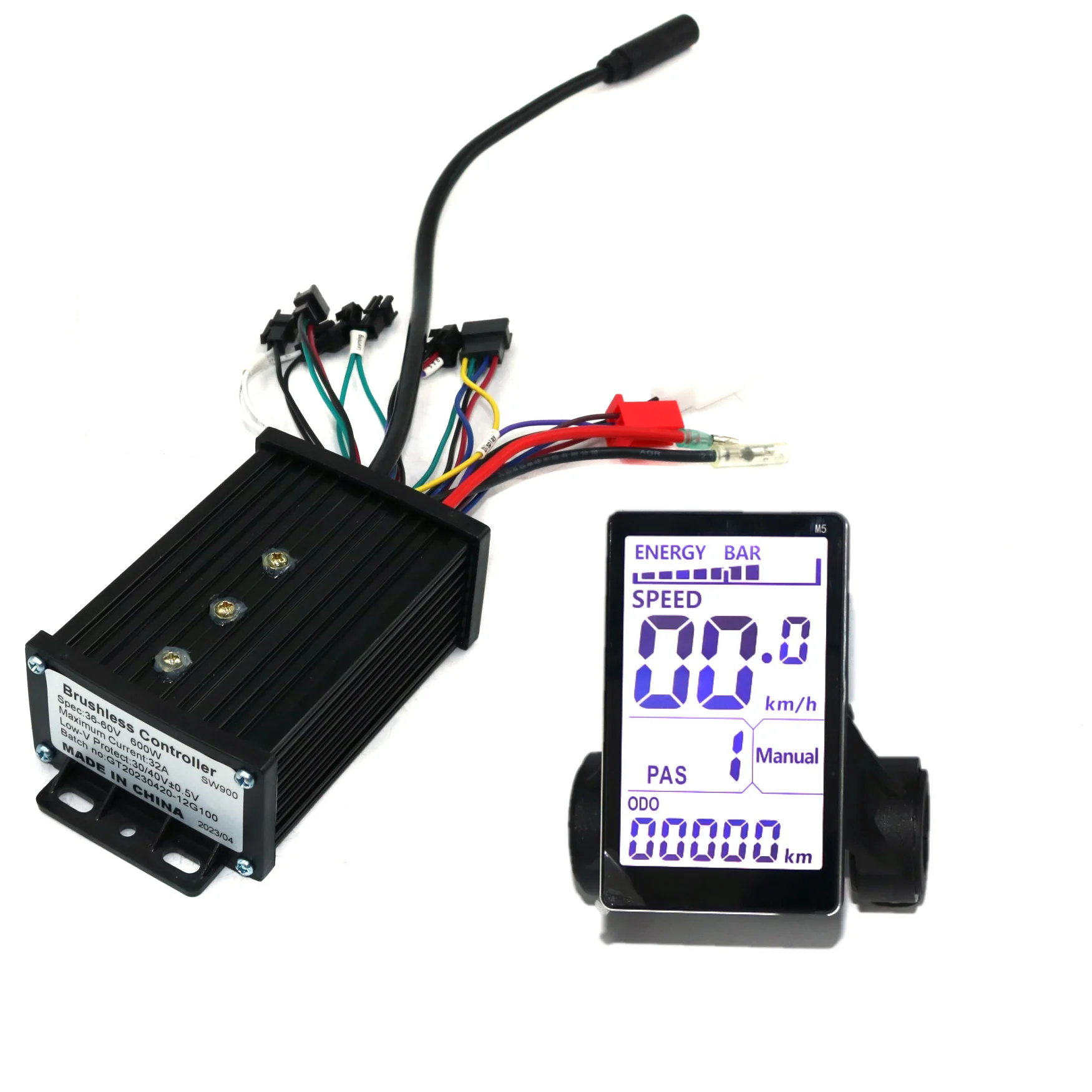 YAO GRENTIME 36-60V 600W 32A Black Case Electric Bicycle Brushless Controller with M5 Display Set