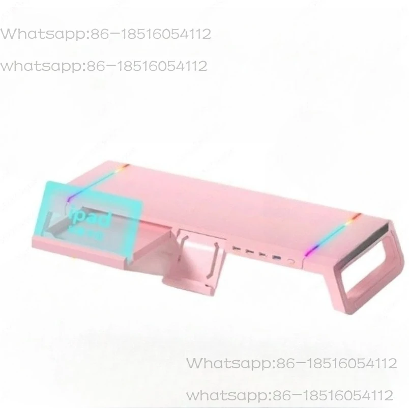 

RGB Monitor Stand with 4-port USB Hub, Ergonomic Riser and Hidden Drawer, Office and Gaming Desktop Storage Box