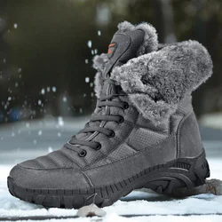 High Winter Boots for Men Snow Boots Super Warm Hiking Boots Waterproof Leather  Top Big Size 48 Men's Outdoor Sneaker