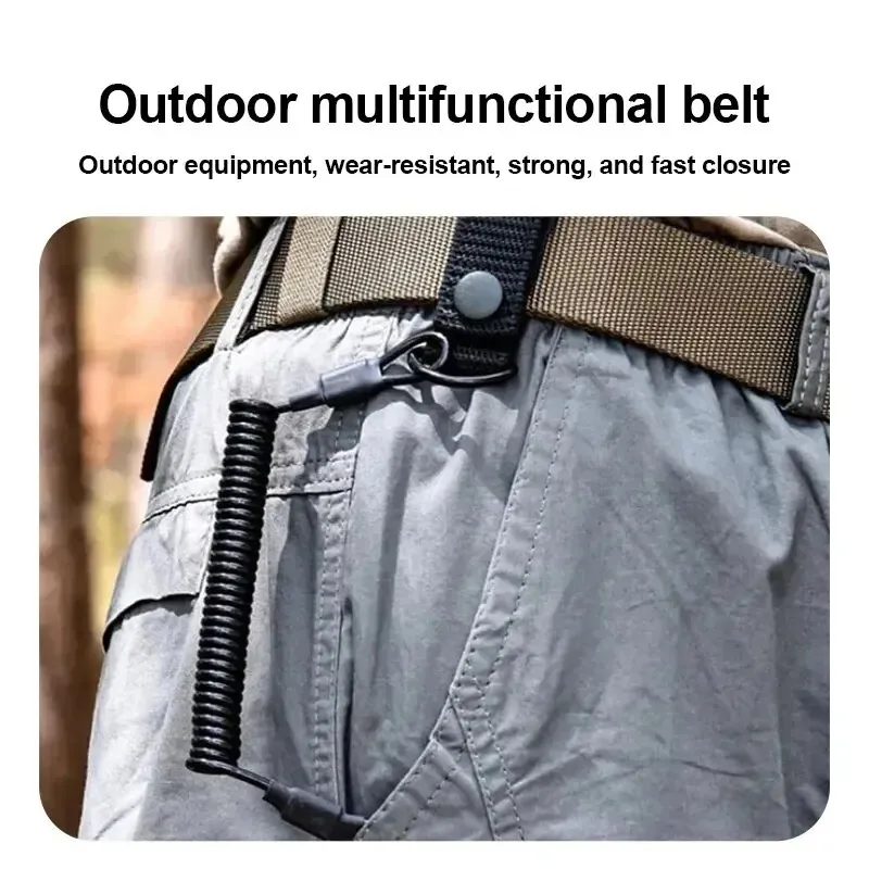 Elastic Tactical Lanyard Rope, Anti-Lost, Military, Spring, Safety Gun Strap, Keychain, Chain, Flashlight, Hunting Accessories