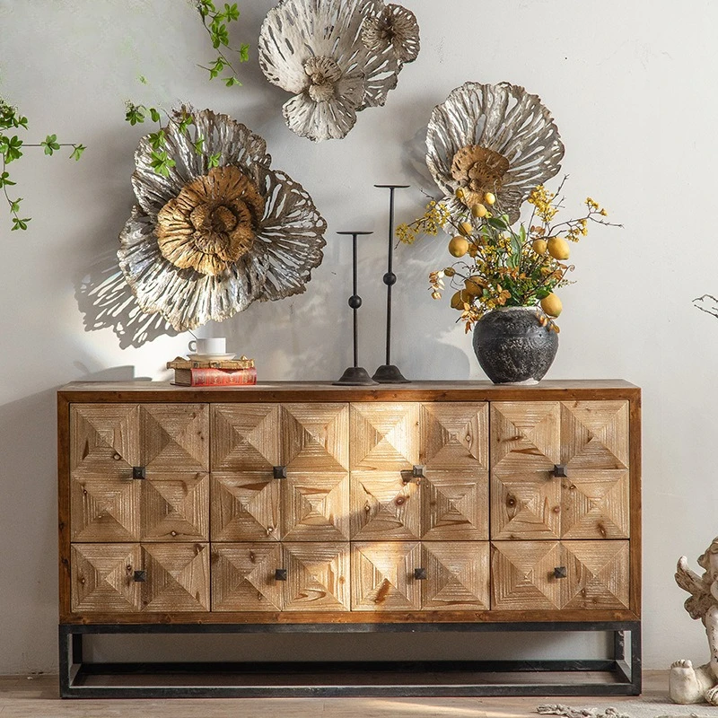 Living room storage cabinets, chest cabinets, solid wood old entrance cabinets, retro decorative cabinets in homestay stores