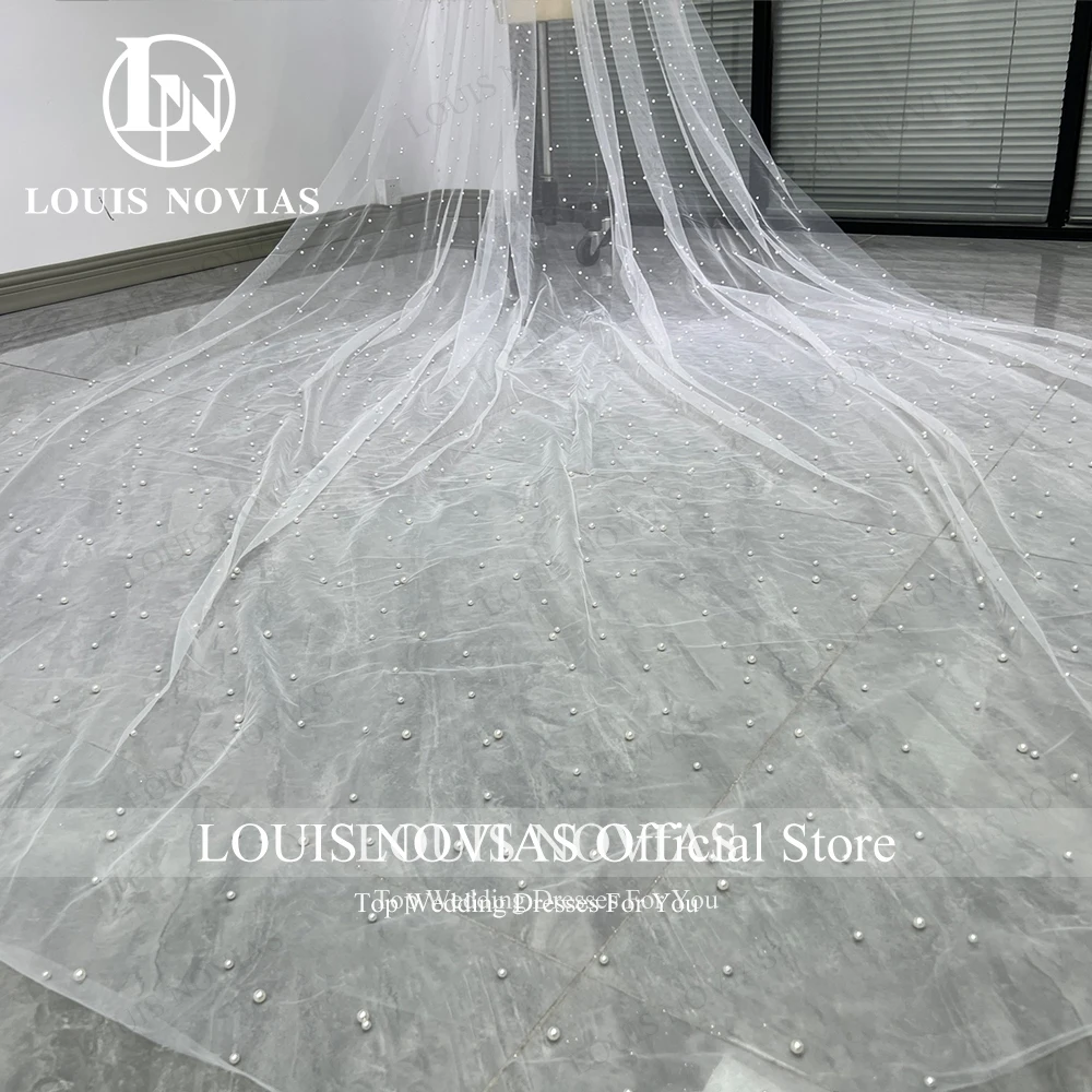 LOUIS NOVIAS زخرفة مطرزة حسب الطلب طرحة زفاف حجاب زفاف طويل #4