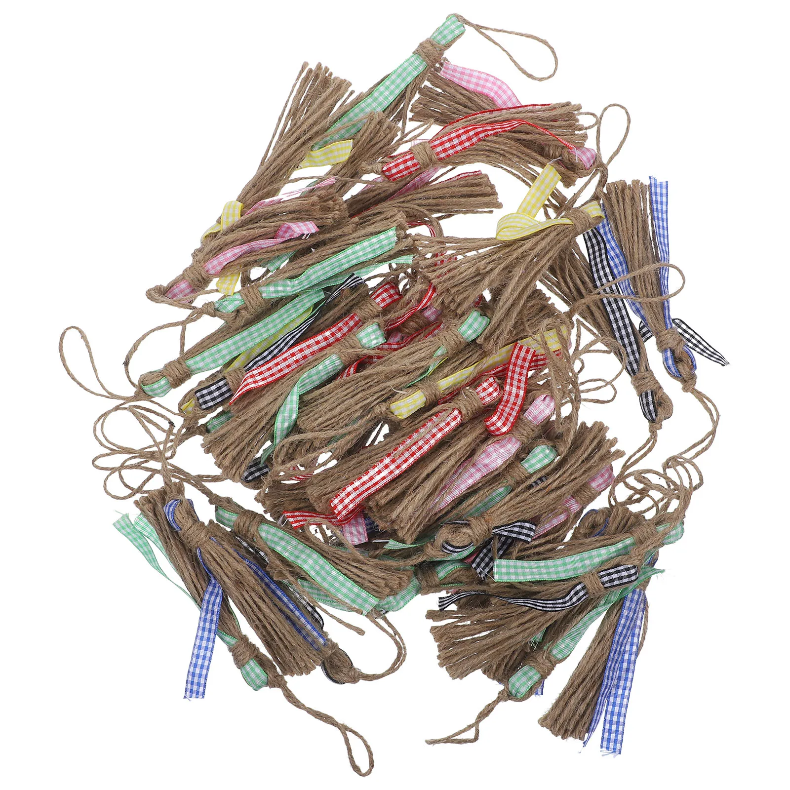 

50pcs Retro Decorative Hanging Tassels Jute Rope Diy Craft Garland Small Furniture Accessories Christmas Decor Ornament