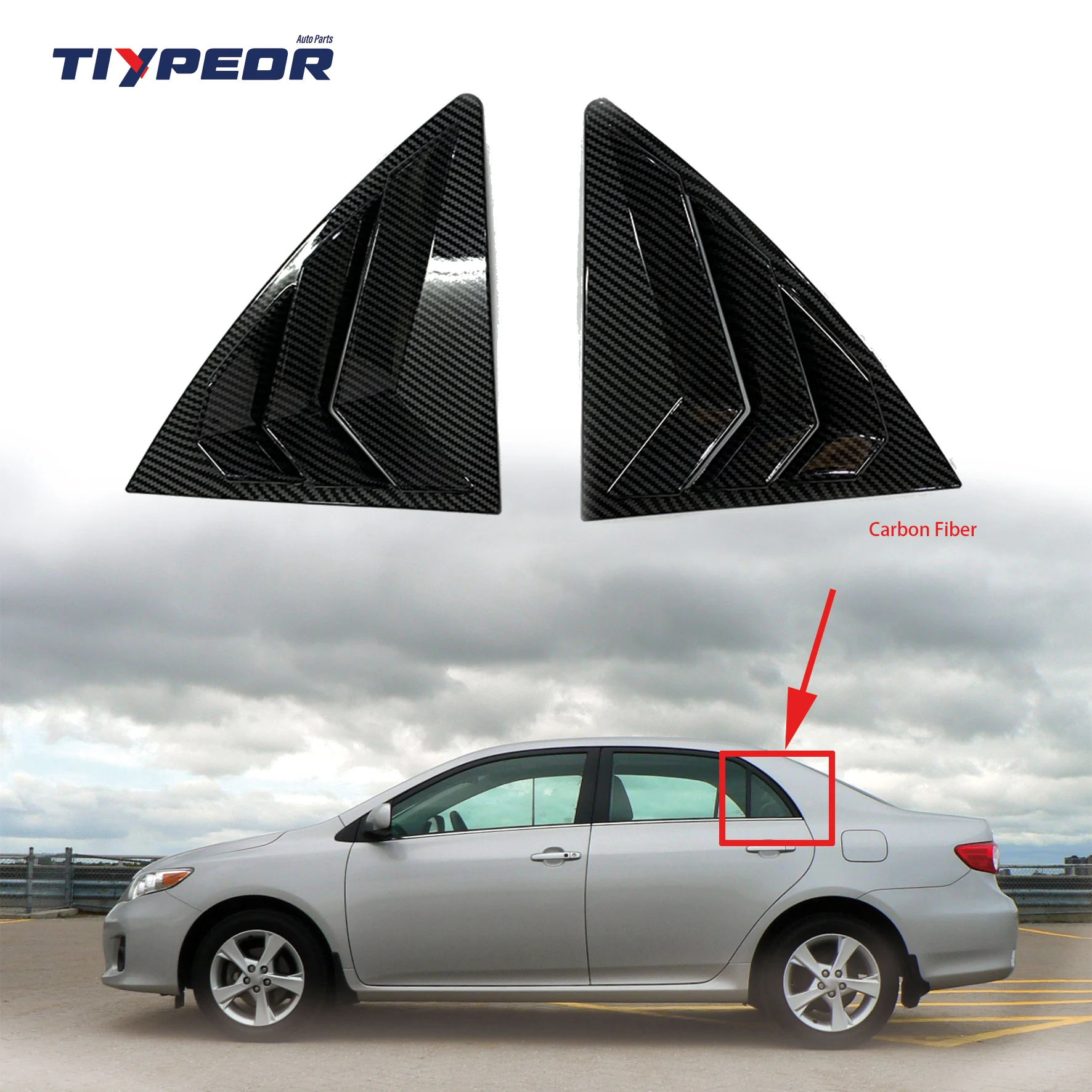 Carbon Fiber Window Louver Tiypeor Shutter For Toyota Corolla 2007 - 2013 2009 2010 2011 2012 Air Vent Cover Sticking Shield