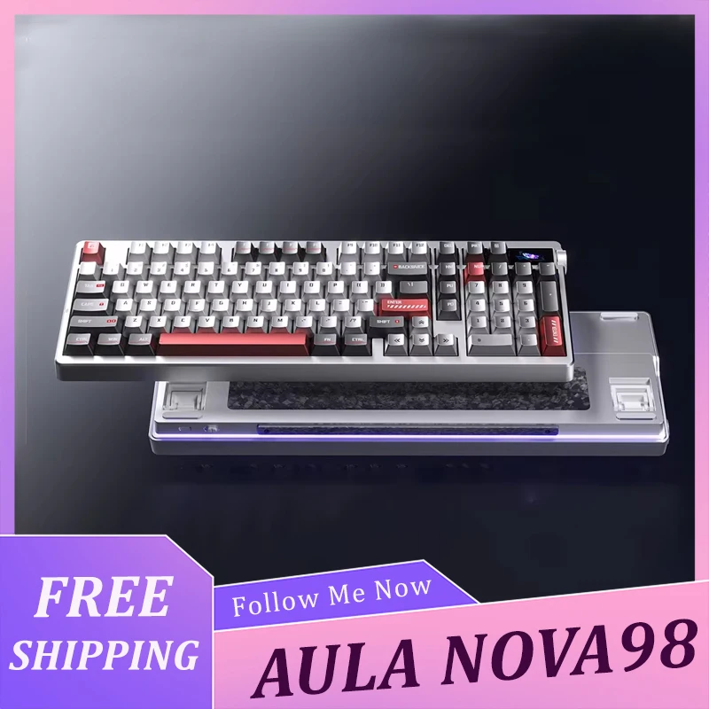 AULA NOVA98 Gaming Mechanical Keyboard 8KHz E-sports Keypad 3-Mode Wireless With Smart Screen Custom For PC Gamer Laptop Gifts