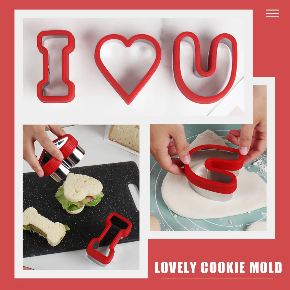 

3Pcs Stainless Steel Mold Lovely Shape Cookie Cutter for Baking Cake Mold Valentine Biscuit Mold Household Accessories