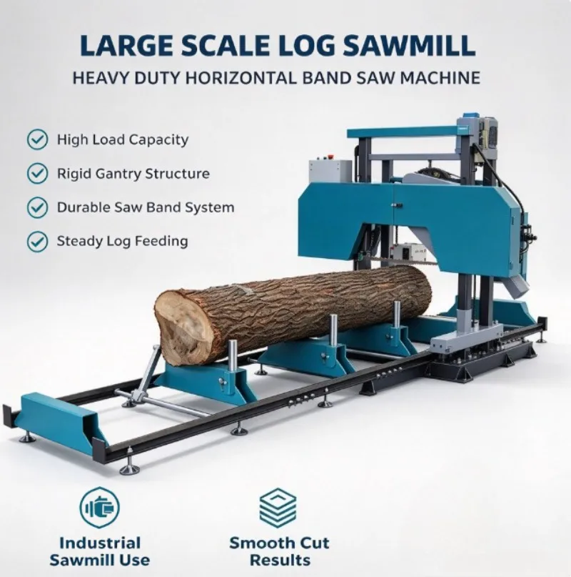 Portable Log Sawmill Wood Band Saw Horizontal Bandsaw 6.5HP/15HP Mobile Sawmill For Timber Cutting Work