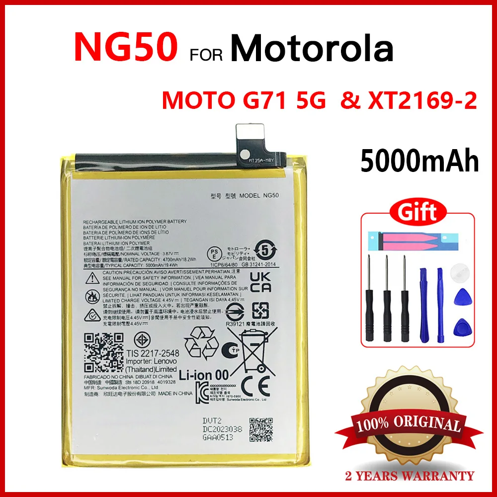 100% Original NG50 Rechargeable Battery For Motorola Motorola Moto G71 5G XT2169-1 Battery 5000mAh Batteria Batterie +Free Tools