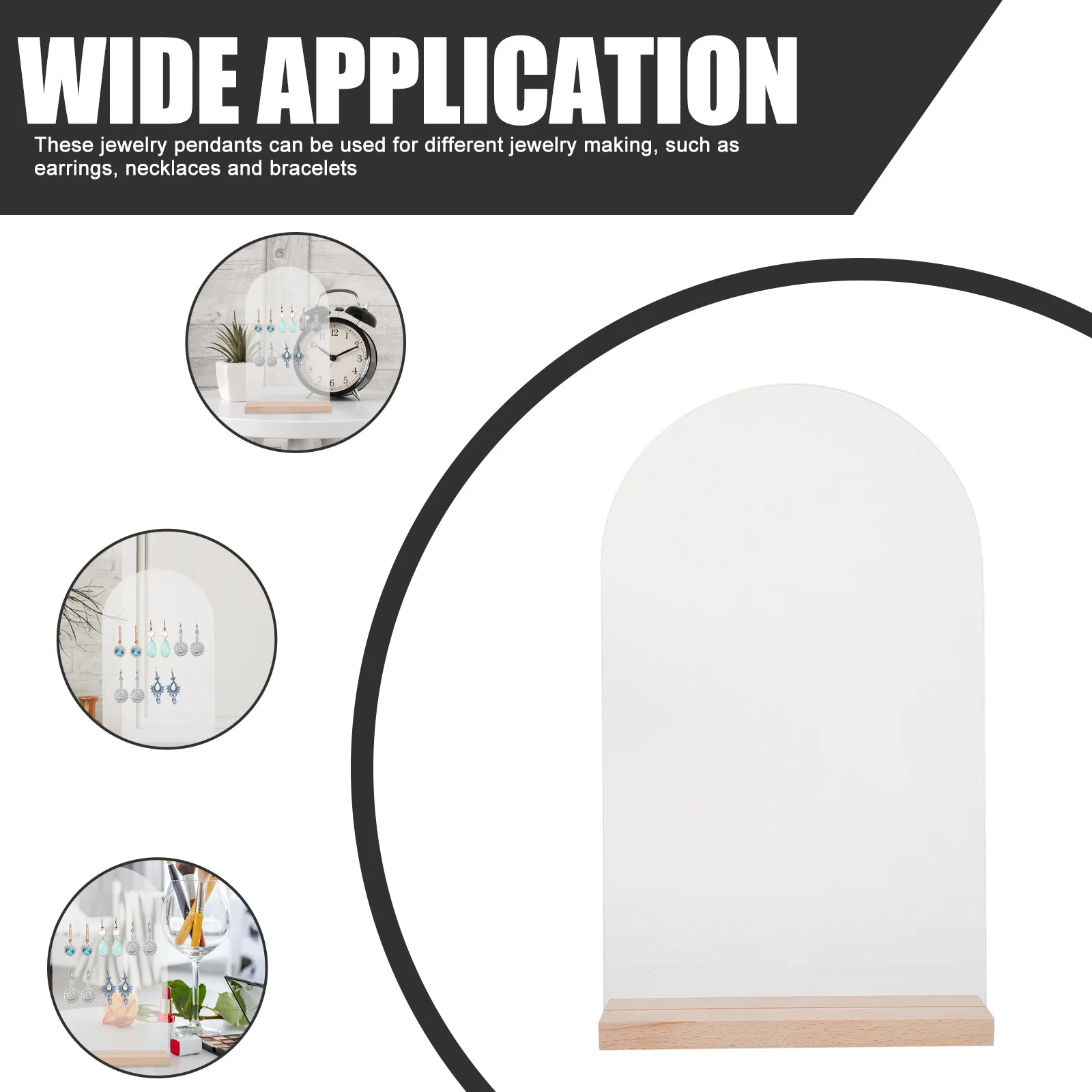 

2Pcs Acrylic Earring Display Racks Wood Base Ear Studs Holder Jewelry Organizer Retail Stand Acrylic Earring Display Stand