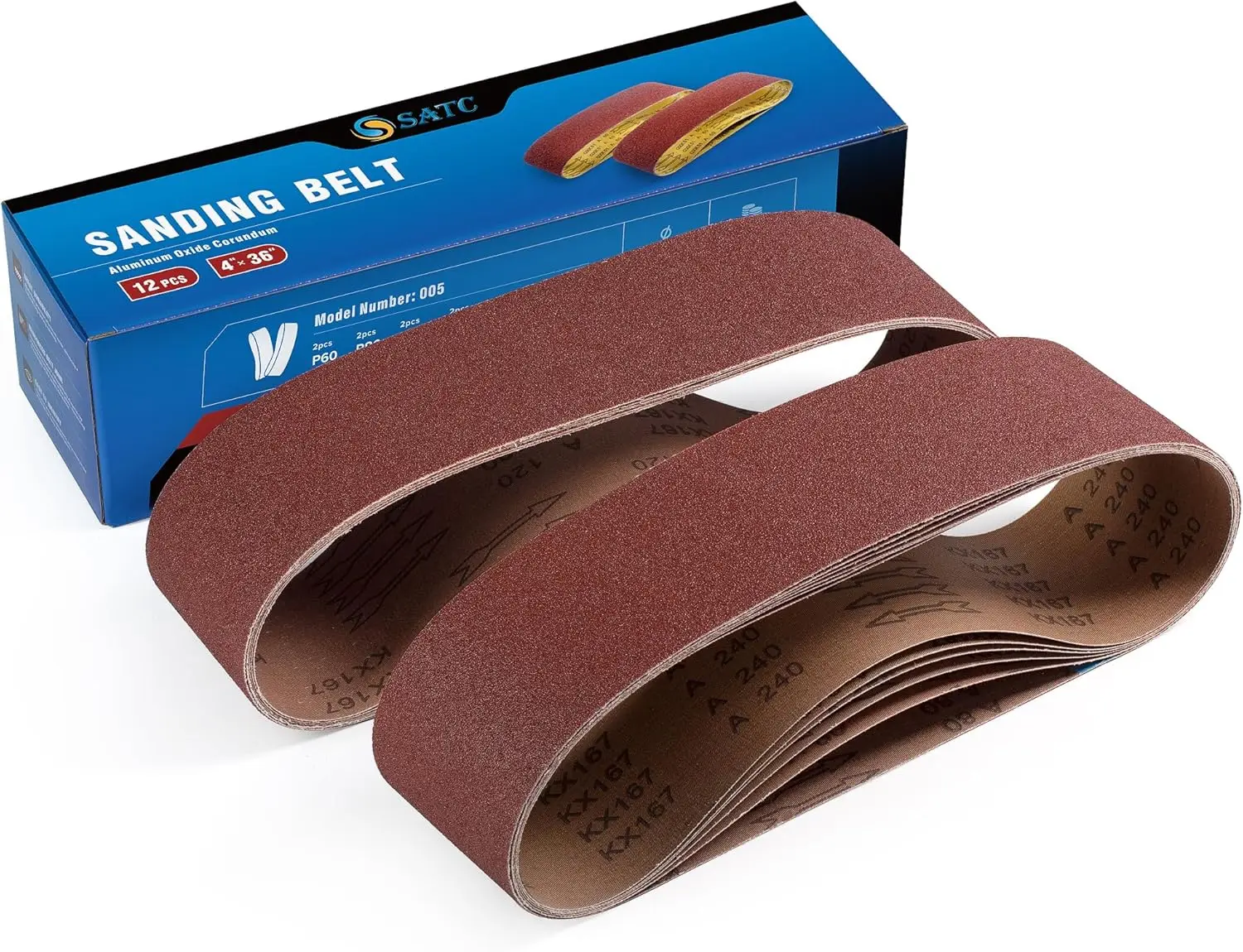 

12PCS Sanding Belts 4x36 Inch for Belt Sander with 60/80/120/150/240/400 Grits Aluminum Oxide