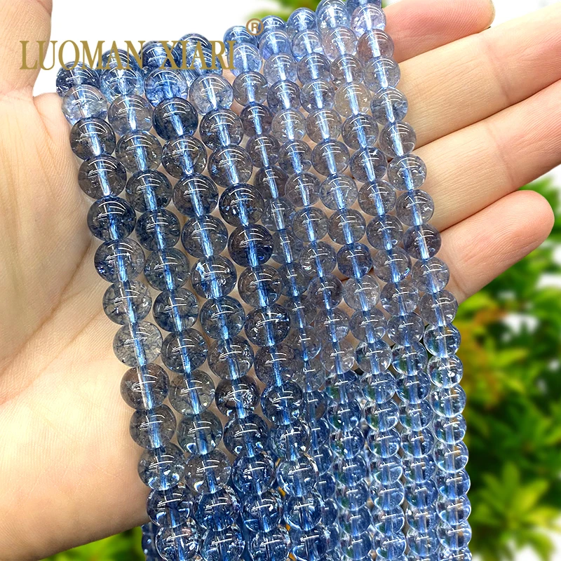 6/8/10/12MM Round Natural Stone Imitate Blue Topaz Crystal Loose Spacer Beads for Jewelry Making DIY Bracelet Charms Accessories