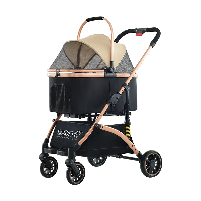 2024 Hot Sale Lightweight Foldable 4 Wheels Shock Absorber Dog Stroller Pet Stroller