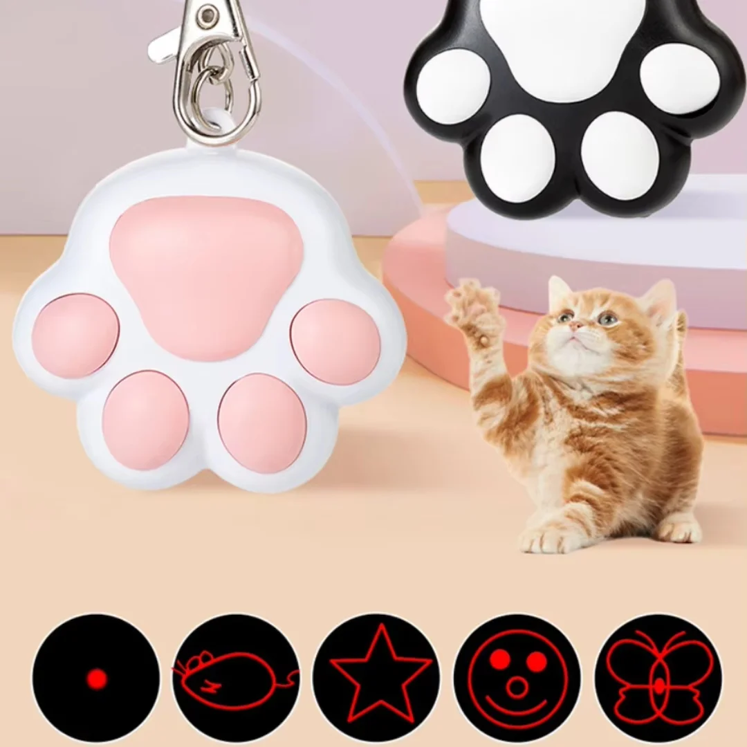 4-In-1 Pet Cats Infrared Teaser Toys Key Chain Lighting Multifunctional Rechargeable Various Patterns Usb Charge Training Toy