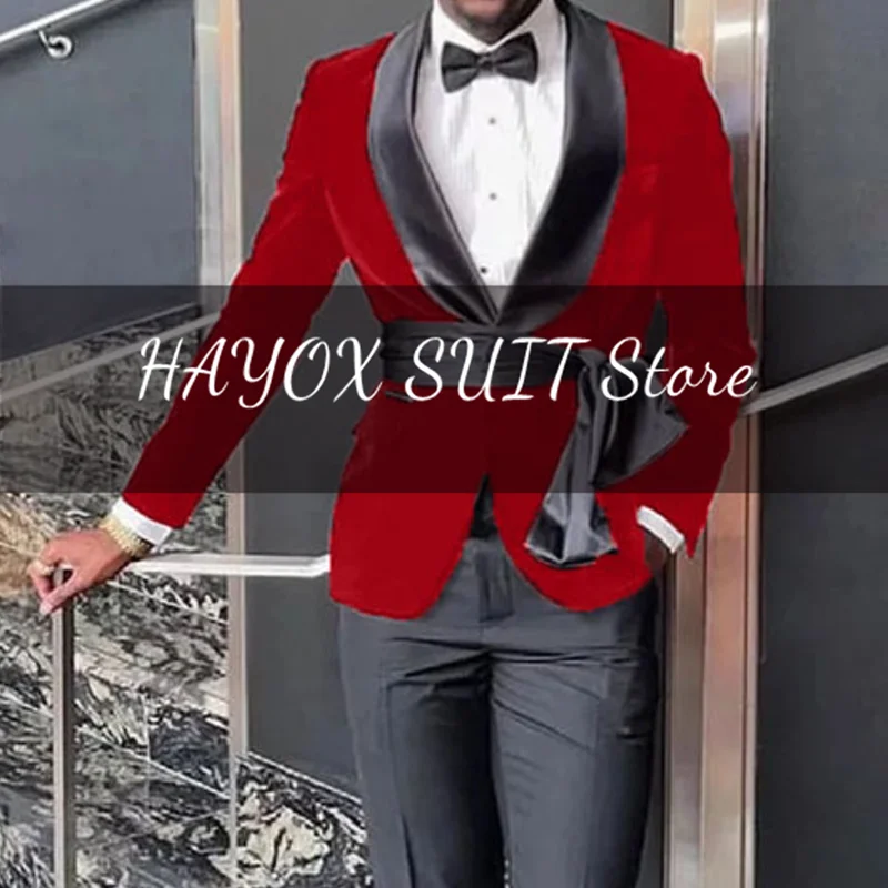 Abiti da uomo formale Slim Fit giacca con collo a scialle in velluto Fashion Business Wedding Groom Prom Party Tuxedo