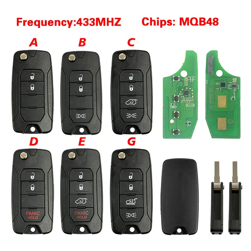 

CN086065 Aftermarket Folding Remote Car Key 2ADFTFI5AM433TX MQB48 Chip 433MHz SIP22 Blade For Jeep Renegade 500X 2016-2018