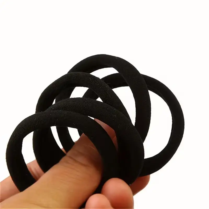 

50pcs Black Elastic Hair Ties – Seamless Design, Gentle on Hair, Easy to Use, Everyday Essentials