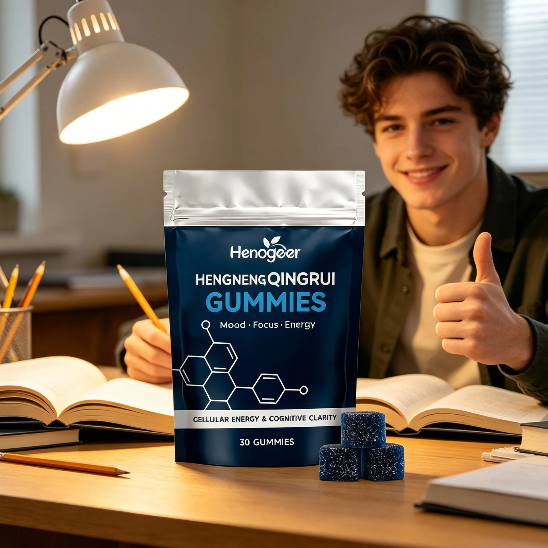 Mental Wellness Gummies Boost Daily Energy Support Positive Mood Enhance Brain Focus Chewable Supplement