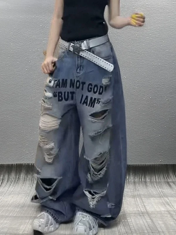 

Retro Summer Denim Jeans Women's High Waist Loose Wide Leg Pants Casual Style Multi Pocket High Elasticity Breathable
