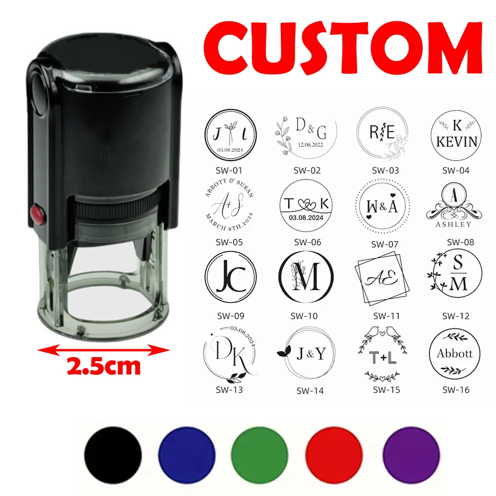 

Wreath Logo Self-Inking Stamps Round/Rectangle Shape Press-type Stamps Custom Text Initial Stamp DIY Paper Card Envelope Decor