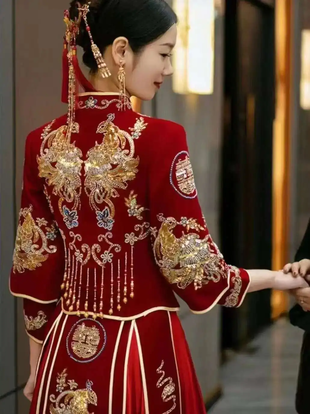 Cheongsam Hanfu Embroidery Dragon Phoenix Chinese Traditional Couple Wedding Suit Cheongsam Elegant Bride Vintage Qipao Dress