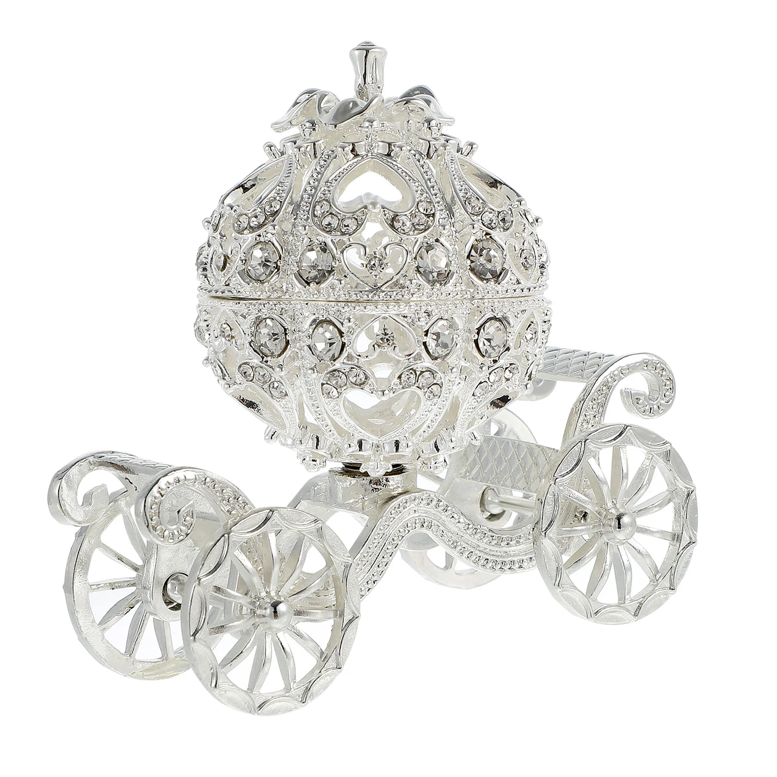 

Rhinestones Pumpkin Car Decoration Carriage Centerpiece Ring Tabletop Silver Adornment