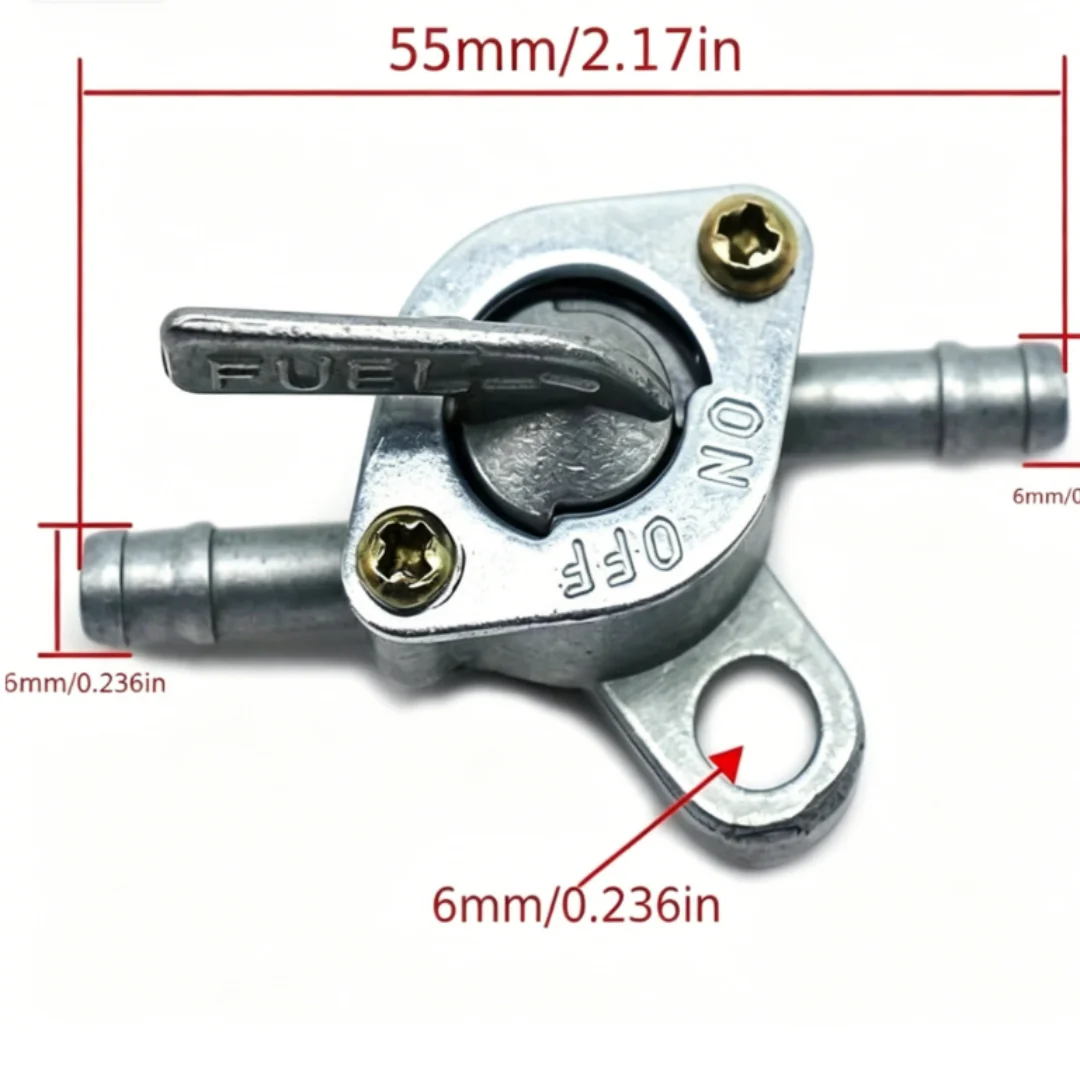 1pc Universal 6mm 55mm Inline Fuel Tap Petcock On-Off Switch For Motorcycle Dirt Bike ATV Lawn Mower Gas Tank Valve Replacement